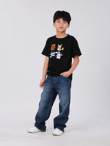 เสื้อยืดแขนสั้นเด็กผู้ชาย / เด็กผู้หญิง คอลเลคชั่น MINI ZOO ทรงตรง สีดำ