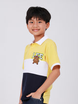 เสื้อโปโลแขนสั้นเด็กผู้ชาย คอลเลคชั่น MINI ZOO ทรงตรง สีเหลือง