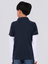 REGULAR FIT MINI ZOO COLLECTION BOY'S LONG SLEEVE POLO NAVY