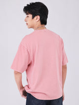 เสื้อยืดแขนสั้นผู้ชาย LOOSE FIT สีชมพู