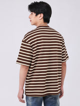 เสื้อยืดแขนสั้นผู้ชาย LOOSE FIT สีน้ำตาล