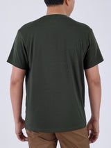 เสื้อยืดแขนสั้นผู้ชาย ทรงตรง สีเขียวเข้ม