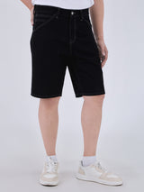 REGULAR FIT MID RISE MEN'S DENIM SHORT BLACK