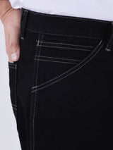 REGULAR FIT MID RISE MEN'S DENIM SHORT BLACK