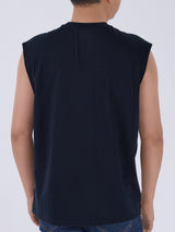 เสื้อยืดแขนกุดผู้ชาย COMFORT FIT สีกรมท่า