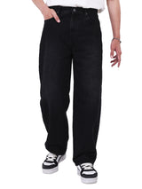 BARREL FIT MID RISE CURVED-LEG MEN'S JEANS BLACK