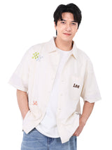 เสื้อเชิ้ตแขนสั้นผู้ชาย COMFORT FIT สีครีม