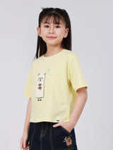 OVERSIZE FIT MINI ZOO COLLECTION GIRL'S SHORT SLEEVE T-SHIRT YELLOW