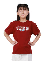 เสื้อยืดแขนสั้นเด็กผู้ชาย/เด็กผู้หญิง ทรงตรง สีแดง