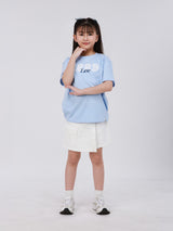 เสื้อยืดแขนสั้นเด็กผู้ชาย/เด็กผู้หญิง ทรงตรง สีฟ้า