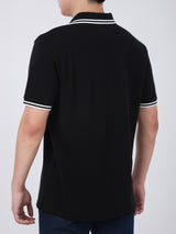 เสื้อโปโลแขนสั้นผู้ชาย ทรงตรง สีดำ