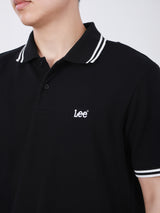 เสื้อโปโลแขนสั้นผู้ชาย ทรงตรง สีดำ