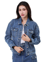 REGULAR FIT WOMEN'S DENIM JACKET MID INDIGO