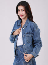 REGULAR FIT WOMEN'S DENIM JACKET MID INDIGO