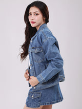 REGULAR FIT WOMEN'S DENIM JACKET MID INDIGO