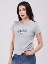เสื้อยืดแขนสั้นผู้หญิง SLIM FIT สีเทา