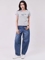 เสื้อยืดแขนสั้นผู้หญิง SLIM FIT สีเทา