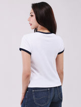 เสื้อยืดแขนสั้นผู้หญิง คอลเลคชั่น LEE BANGKOK SLIM FIT สีครีม