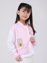 เสื้อแจ็คเก็ตเด็กผู้หญิง คอลเลคชั่น MINI ZOO ทรงตรง สีชมพู