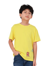 เสื้อยืดแขนสั้นเด็กผู้ชาย คอลเลคชั่น MINI ZOO ทรงตรง สีเหลือง