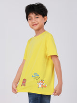 เสื้อยืดแขนสั้นเด็กผู้ชาย คอลเลคชั่น MINI ZOO ทรงตรง สีเหลือง