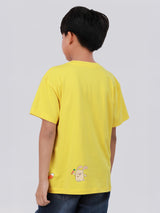 เสื้อยืดแขนสั้นเด็กผู้ชาย คอลเลคชั่น MINI ZOO ทรงตรง สีเหลือง