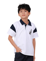 REGULAR FIT MINI ZOO COLLECTION BOY'S SHORT SLEEVE POLO WHITE