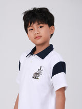 REGULAR FIT MINI ZOO COLLECTION BOY'S SHORT SLEEVE POLO WHITE