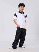 REGULAR FIT MINI ZOO COLLECTION BOY'S SHORT SLEEVE POLO WHITE