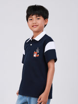REGULAR FIT MINI ZOO COLLECTION BOY'S SHORT SLEEVE POLO NAVY