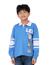 REGULAR FIT MINI ZOO COLLECTION BOY'S LONG SLEEVE POLO BLUE