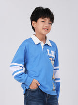 REGULAR FIT MINI ZOO COLLECTION BOY'S LONG SLEEVE POLO BLUE