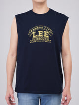 REGULAR FIT MEN'S SLEEVELESS T-SHIRT NAVY