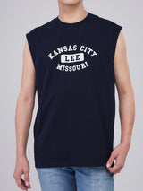 REGULAR FIT MEN'S SLEEVELESS T-SHIRT NAVY