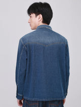 เสื้อเชิ้ตยีนส์แขนยาวผู้ชาย คอลเลคชั่น 101 COMFORT FIT สียีนส์กลาง