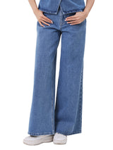 กางเกงยีนส์ผู้หญิง WIDE LEG FIT เอวสูง ทรงขากว้าง สียีนส์อ่อน