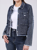 REGULAR FIT WOMEN'S DENIM JACKET DARK INDIGO