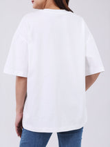 เสื้อยืดแขนสั้นผู้หญิง OVERSIZE FIT สีครีม
