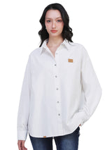 OVERSIZE FIT ON THE GO COLLECTION WOMEN'S LONG SLEEVE SHIRT WHITE
