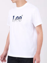เสื้อยืดแขนสั้นผู้ชาย ทรงตรง สีขาว