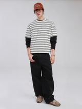 กางเกงยีนส์ผู้ชาย BAGGY FIT เอวสูง ทรงกระบอกใหญ่ สีดำ