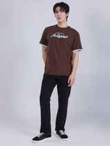 เสื้อยืดแขนสั้นผู้ชาย คอลเลคชั่น ON THE GO COMFORT FIT สีน้ำตาล