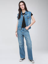 เสื้อกั๊กผู้หญิง คอลเลคชั่น 101 ทรงตรง สียีนส์อ่อน
