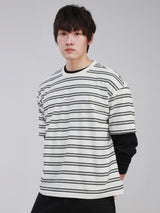 เสื้อยืดแขนสั้นผู้ชาย คอลเลคชั่น NEW MARKET BOXY FIT สีครีม