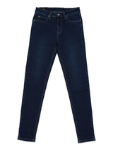 กางเกงยีนส์ผู้หญิง SKYLER FIT เอวสูง ทรงรัดรูป สียีนส์กลาง