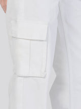 กางเกงยีนส์ผู้หญิง CARGO FIT เอวกลาง ทรงตรง สีขาว