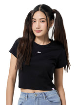 เสื้อยืดแขนสั้นผู้หญิง คอลเลคชั่น LEE PINK CROP FIT สีดำ