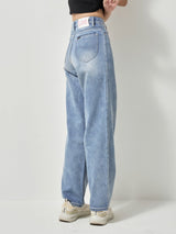 กางเกงยีนส์ผู้หญิง คอลเลคชั่น LEE PINK COMFORT FIT เอวสูง ทรงกระบอก สียีนส์อ่อน