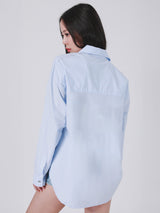เสื้อเชิ้ตแขนยาวผู้หญิง คอลเลคชั่น LEE PINK OVERSIZE FIT สีฟ้า
