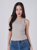 เสื้อกล้ามผู้หญิง คอลเลคชั่น LEE PINK ทรงตรง สีเบจ